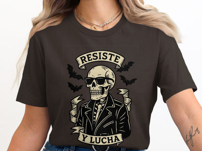 Resiste y Lucha Skull Design Graphic T-Shirt product type