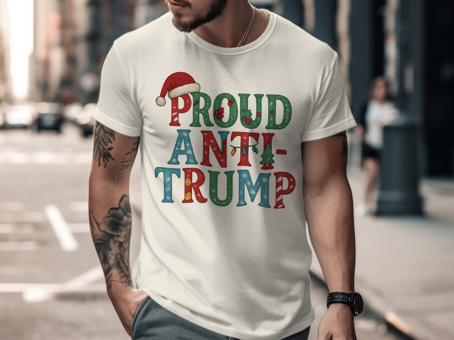 Proud Anti-Trump Christmas Graphic T-Shirt Product