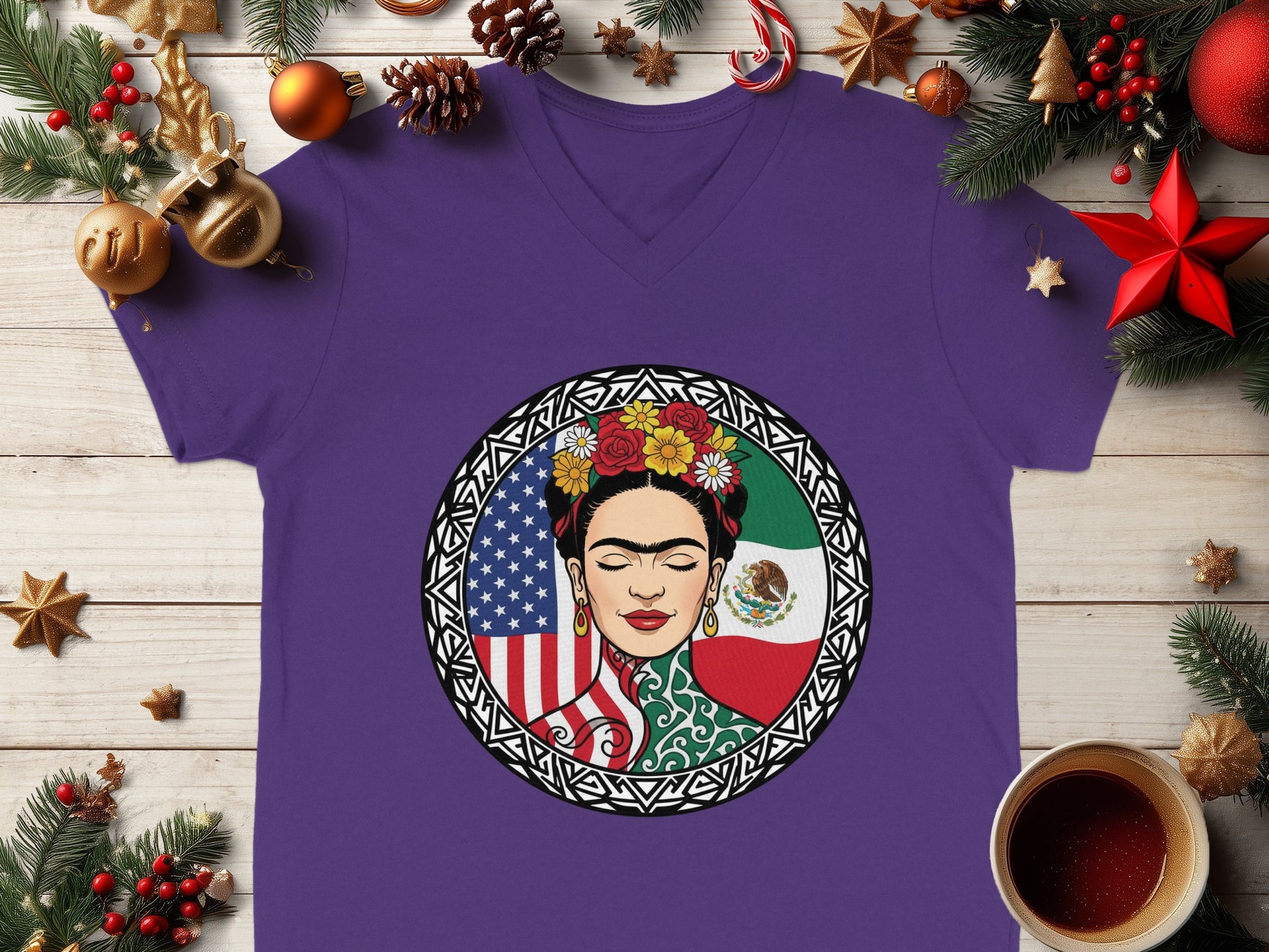 Colorful Frida Kahlo Design with Flags Shirt