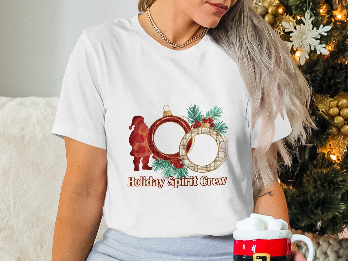 Holiday Spirit Crew Festive Graphic T-Shirt