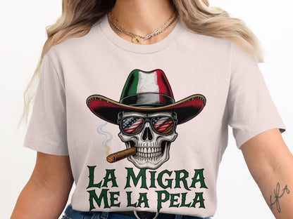La Migra Me La Pela Skull Cool Graphic Tee product