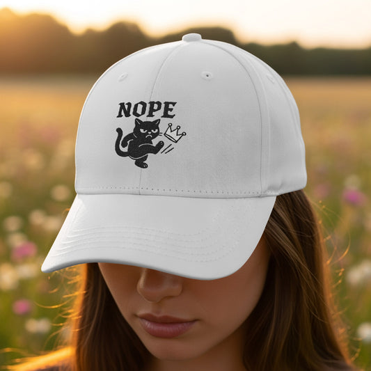 Funny Cat Graphic Nope Embroidered Hat product
