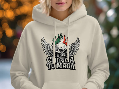 Winged Skull Design Adult Hoodie product type