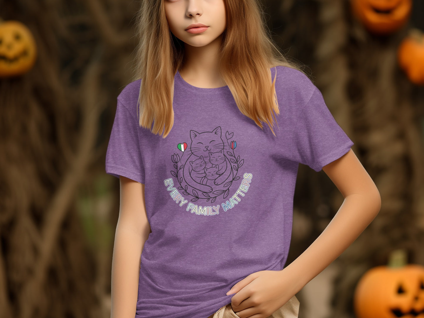 Every Family Matters Halloween Cat Design Shirt