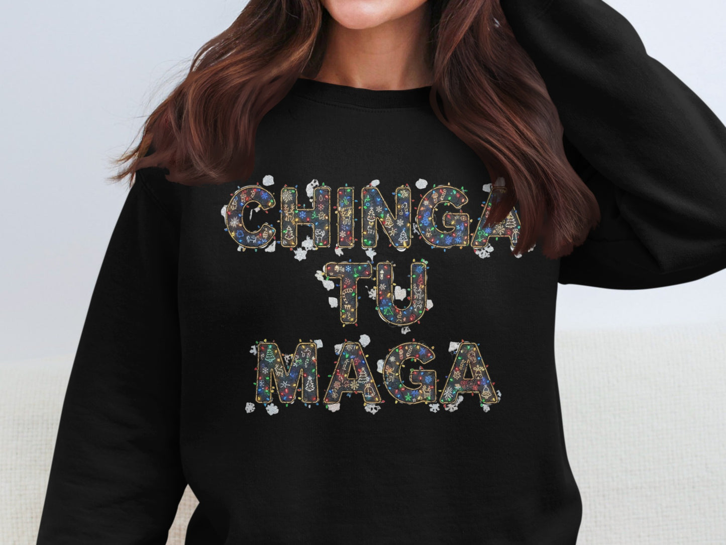 CHINGA TU MAGA Sweatshirt with Floral Accents