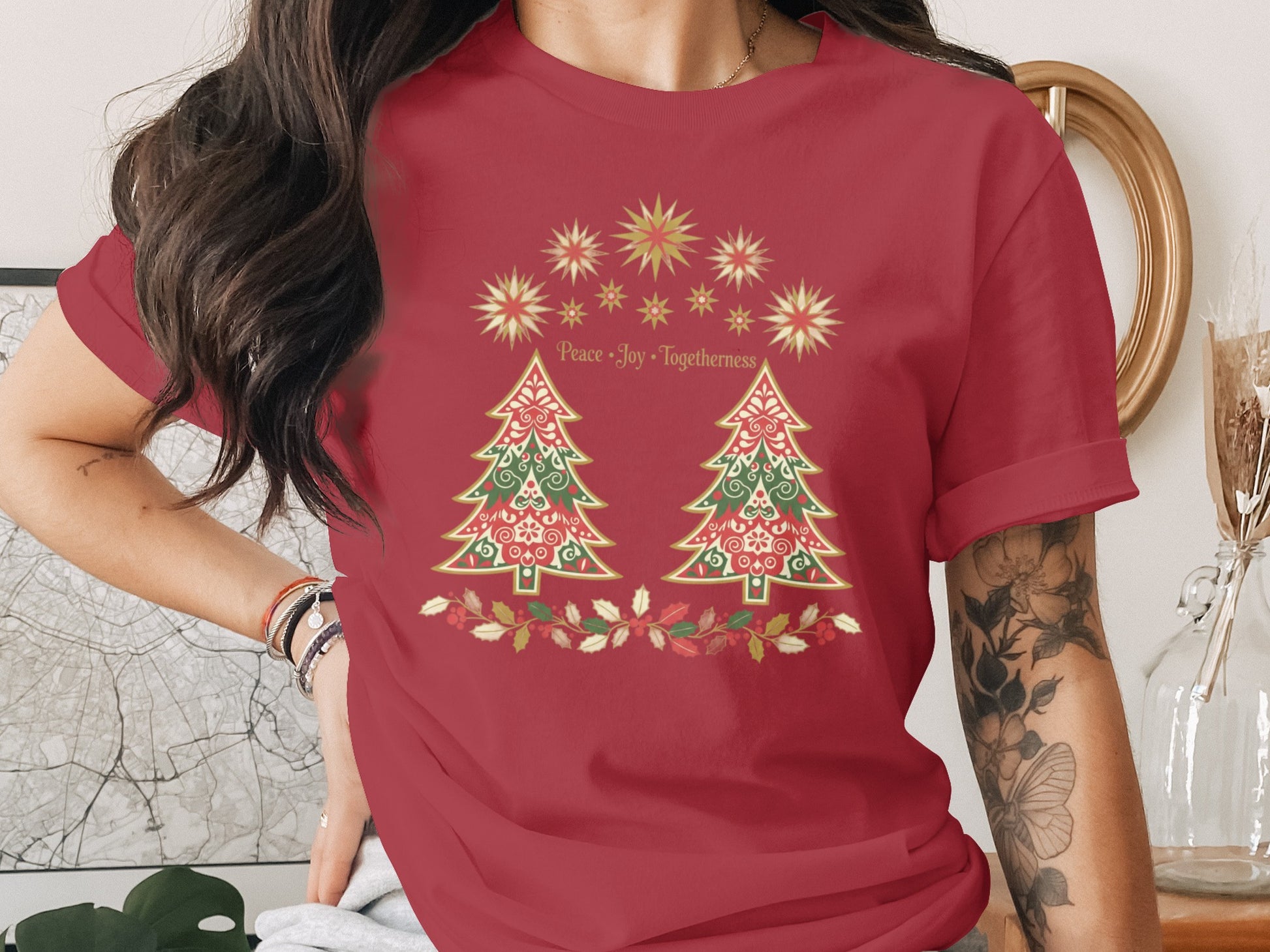 Peace Joy Togetherness Festive Christmas Tee