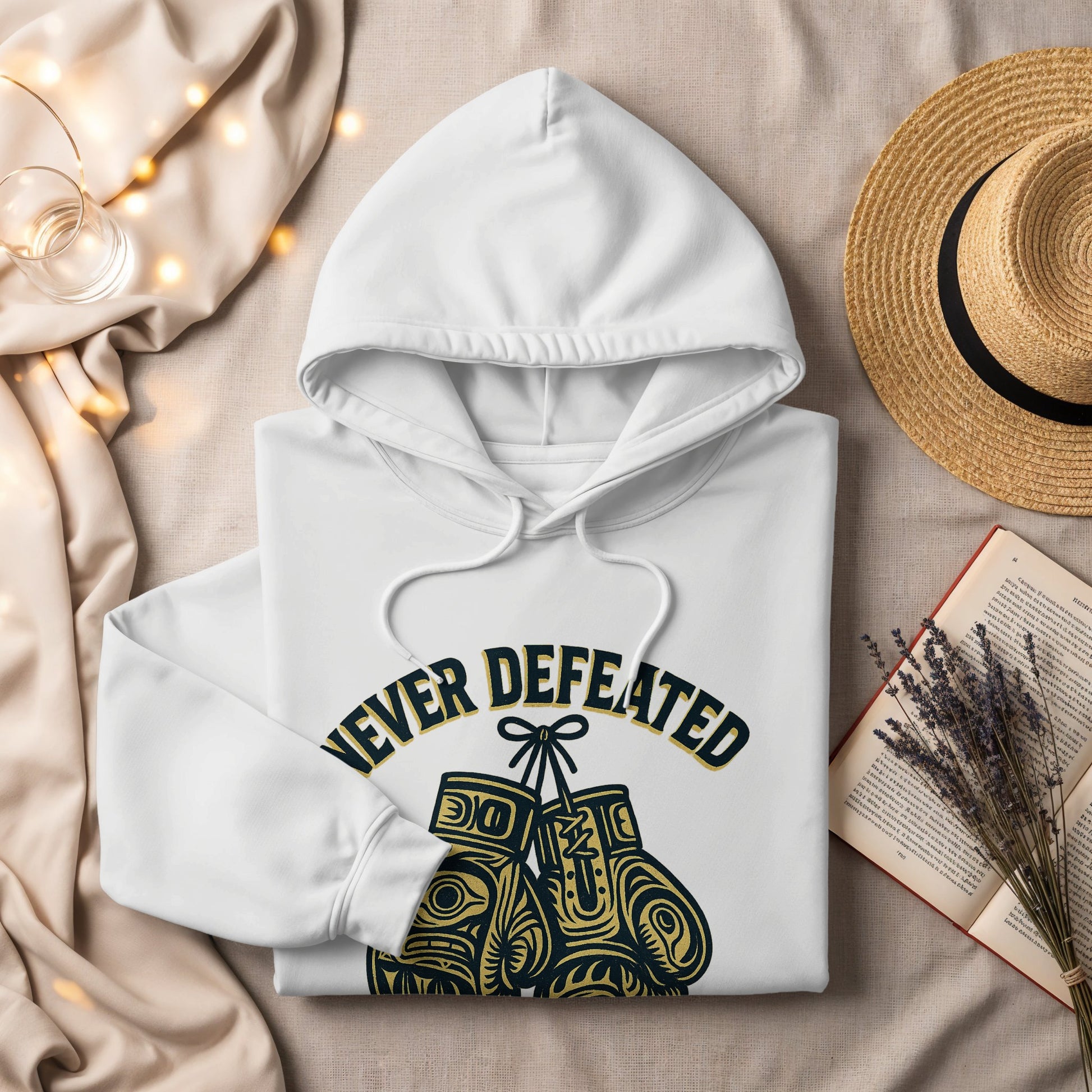 Never Defeated Boxing Gloves Graphic Hoodie product
