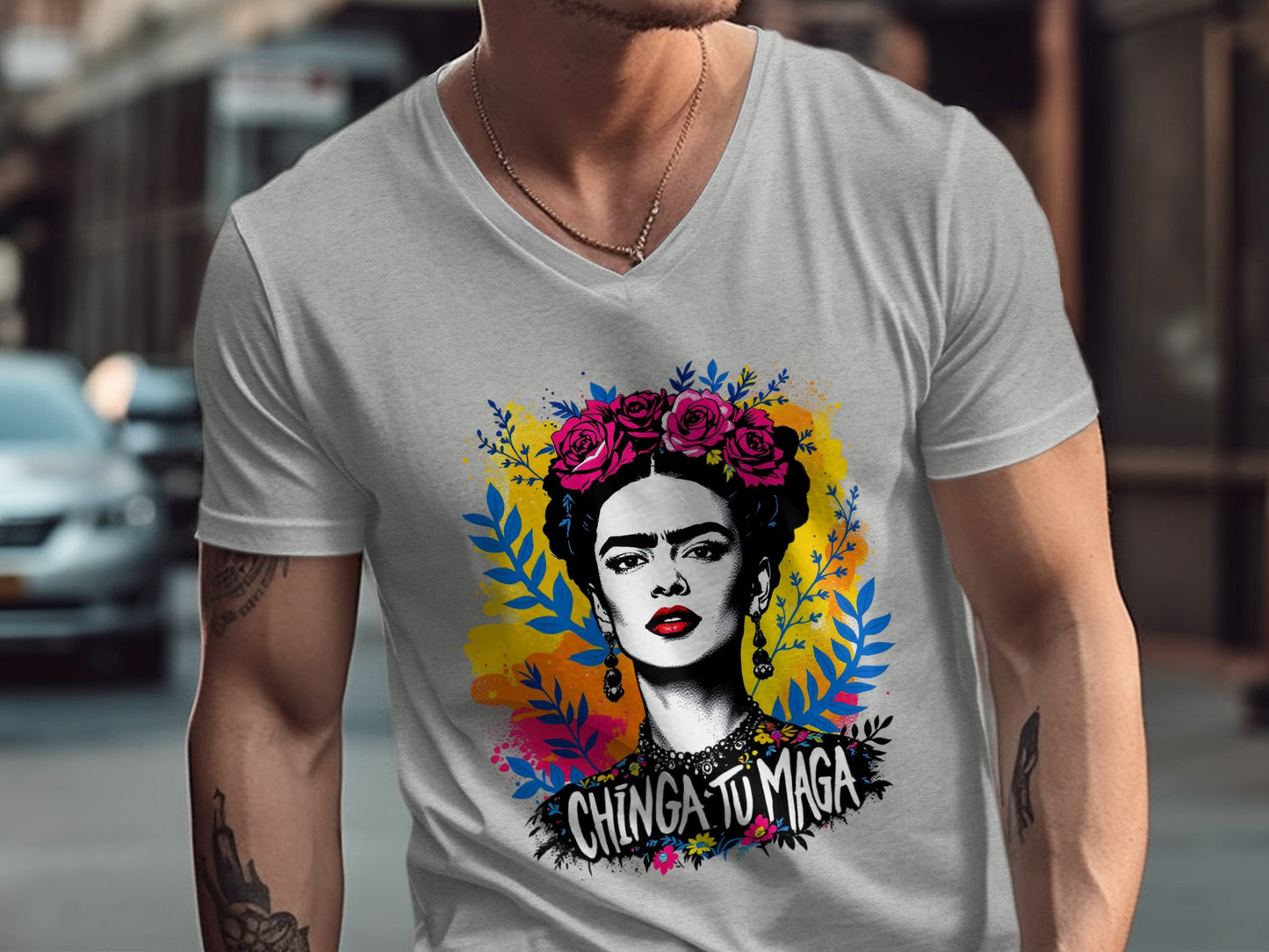 Vibrant Chinga Tu Maga Art Graphic T-Shirt