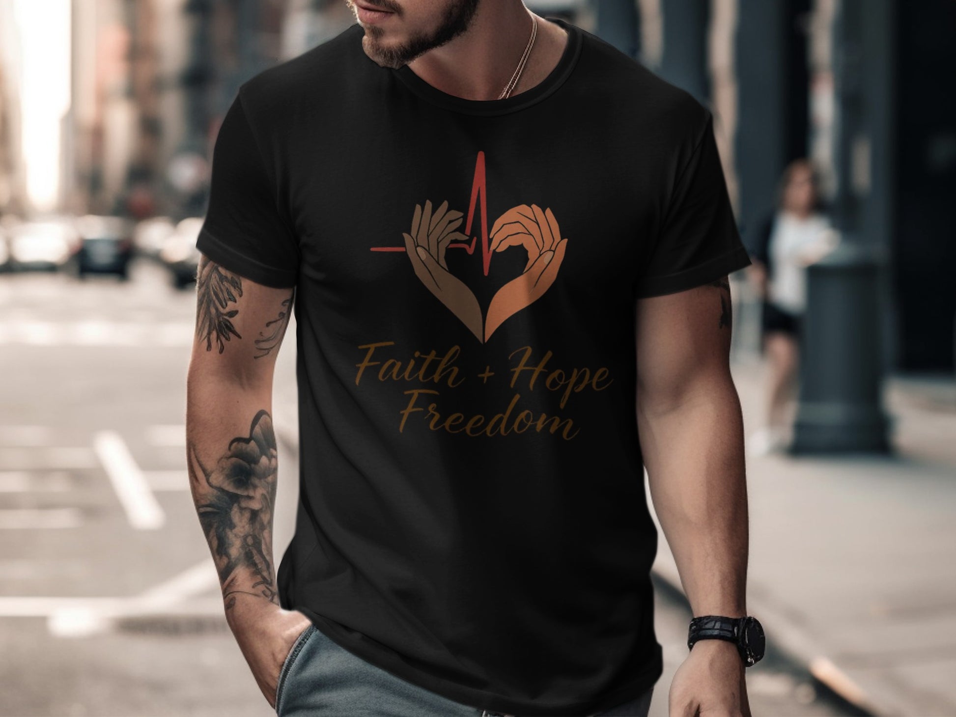 Faith Hope Freedom Hands Symbol Design T-shirt product