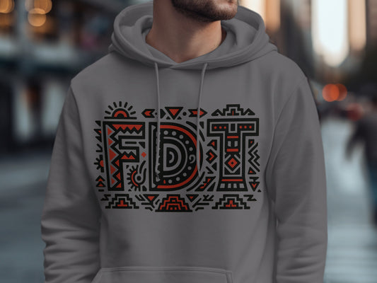 Stylish Grey Hoodie with Tribal FDI Design product