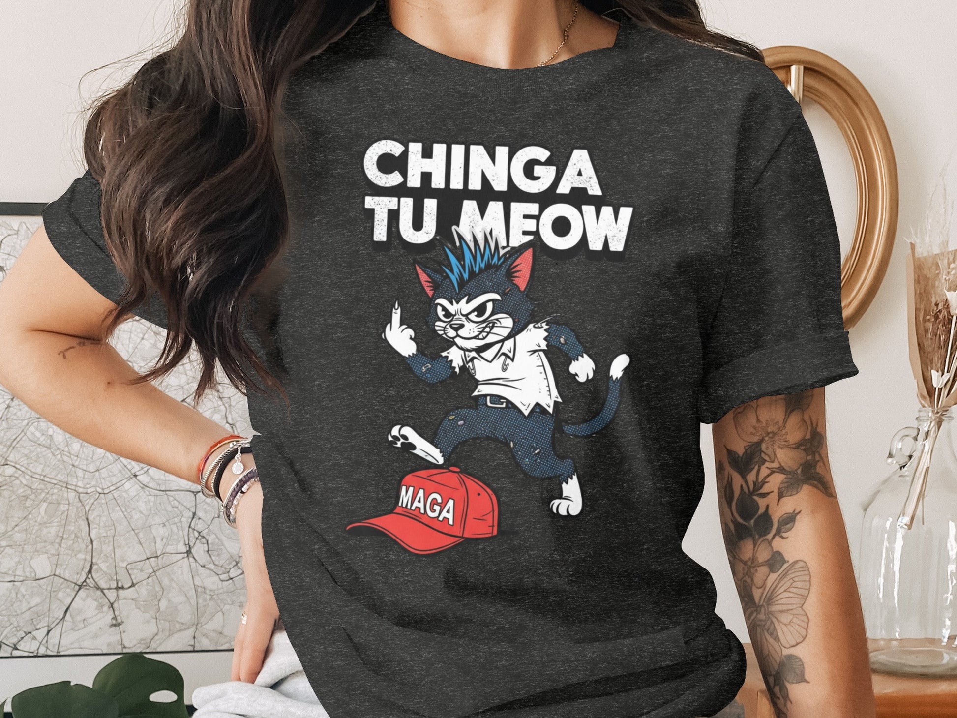 Chinga Tu Meow punk cat middle finger MAGA hat product type