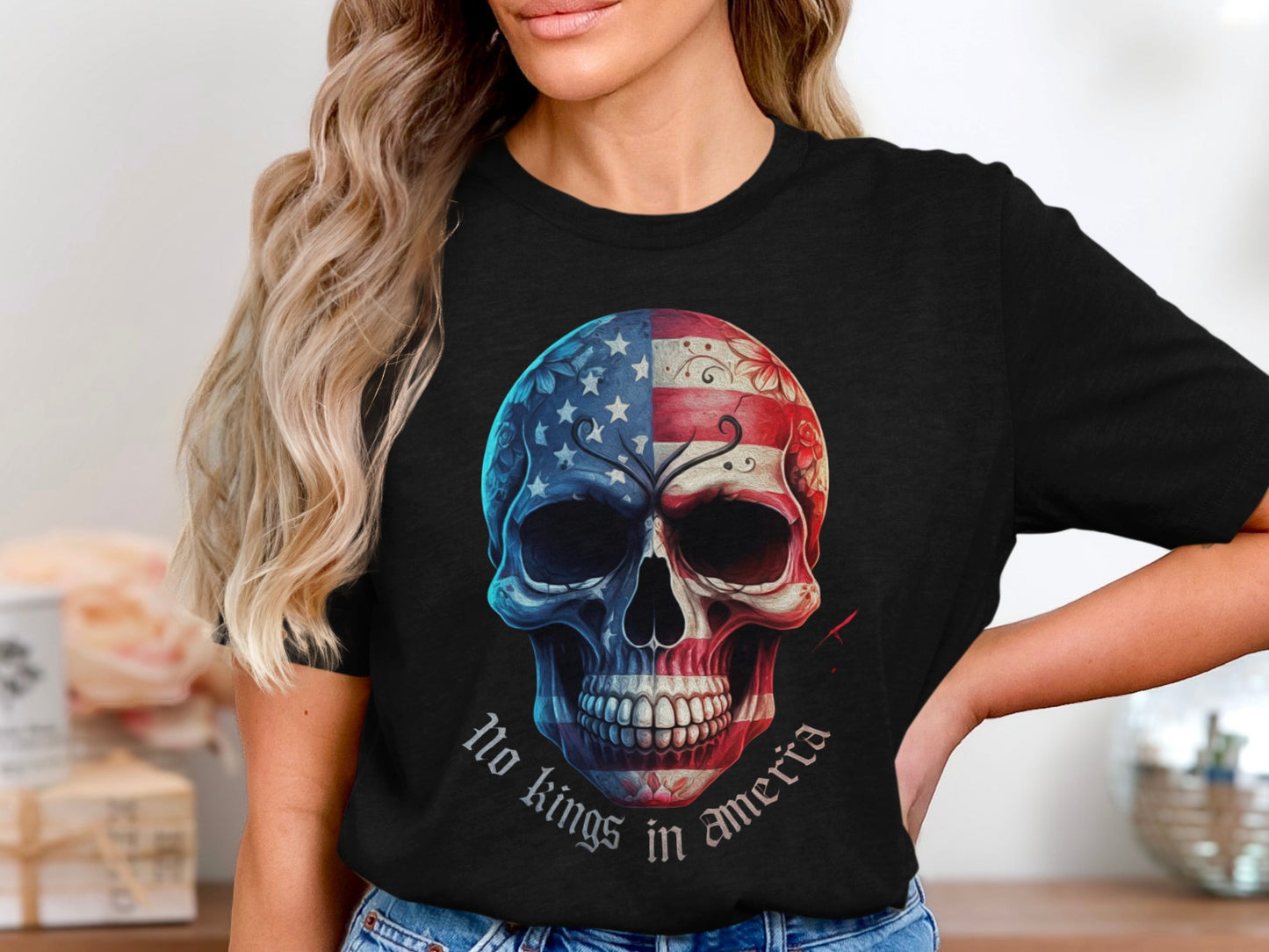 No Kings in America Skull Printed T-shirt product