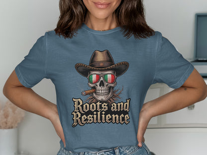Roots and Resilience Skull Cowboy Hat T-Shirt product
