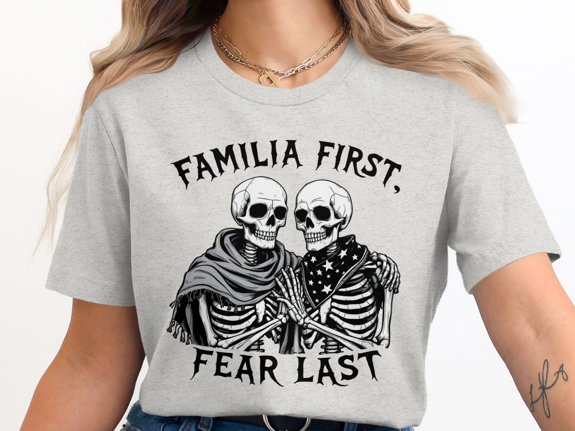 Familia First Fear Last Skeleton Print Shirt product