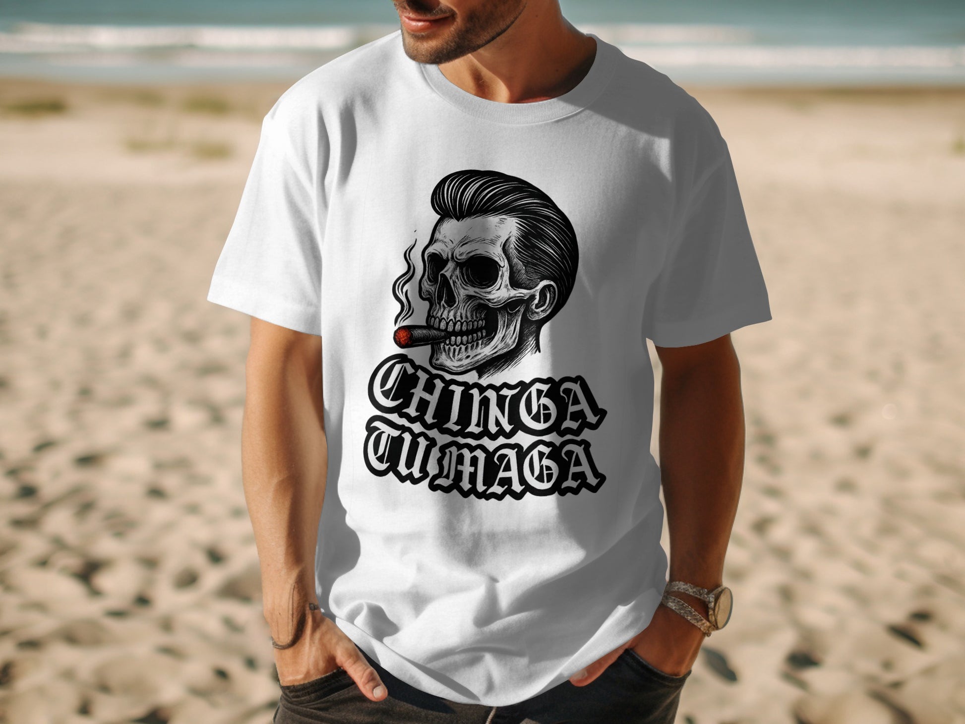 Chinga Tumaga Skull Design Graphic T Shirt product type