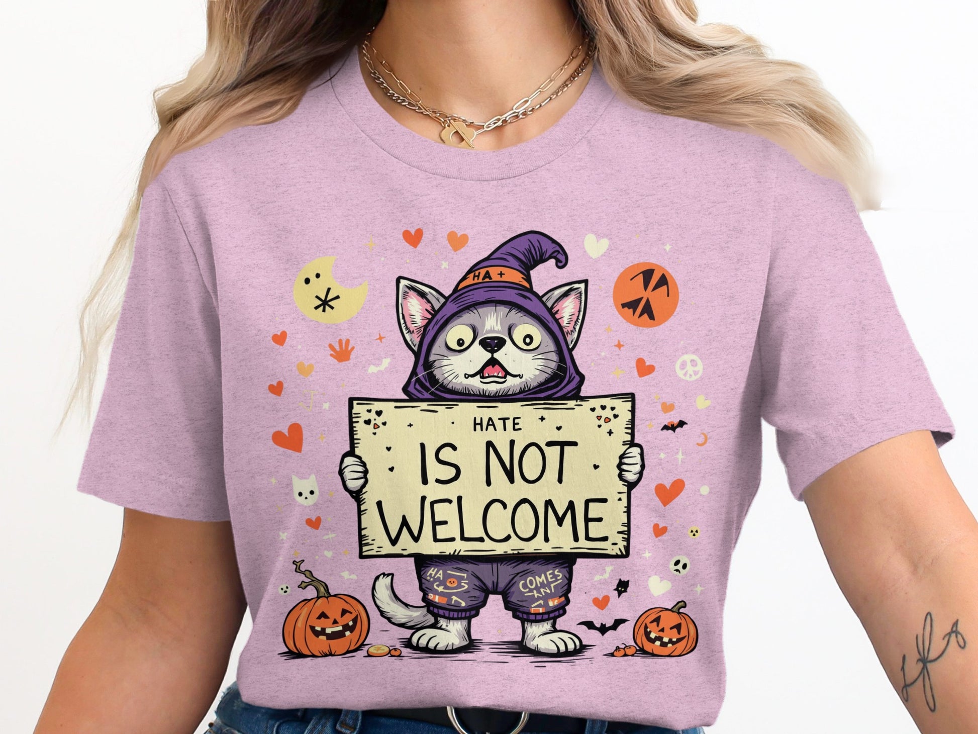 Hate Is Not Welcome Cute Halloween Themed T-Shirt product type