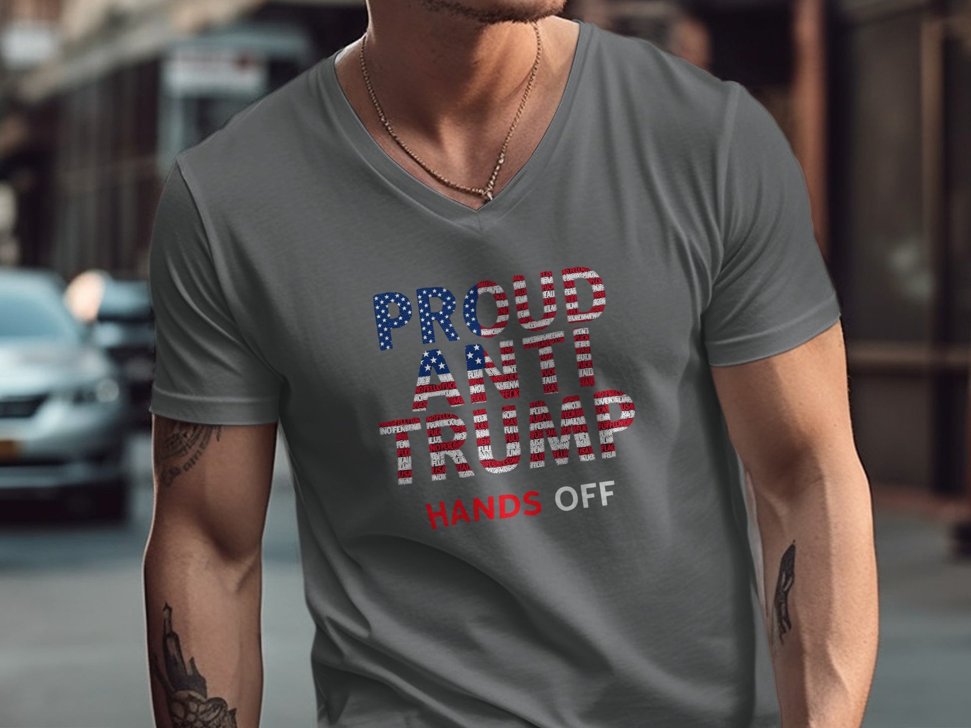 Proud Anti Trump Hands Off Graphic T Shirt product type