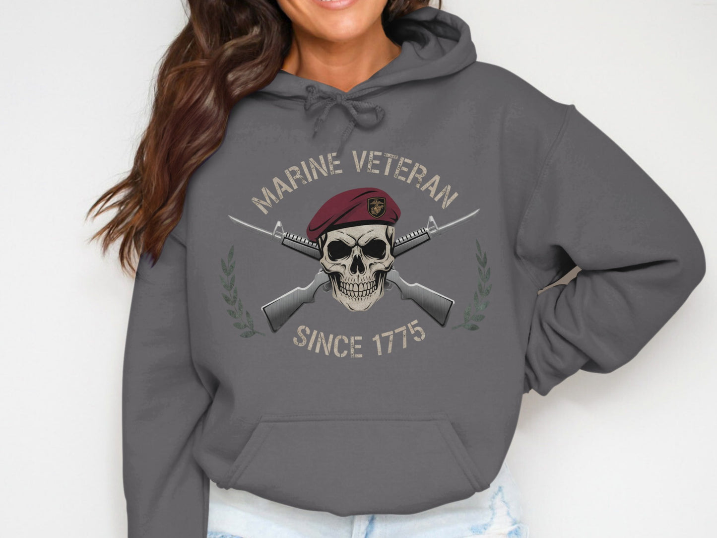 Marine Veteran Skull Graphic Hoodie since 1775 Product
