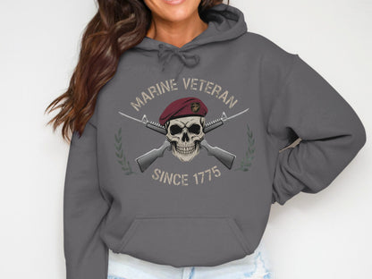 Marine Veteran Skull Graphic Hoodie since 1775 Product