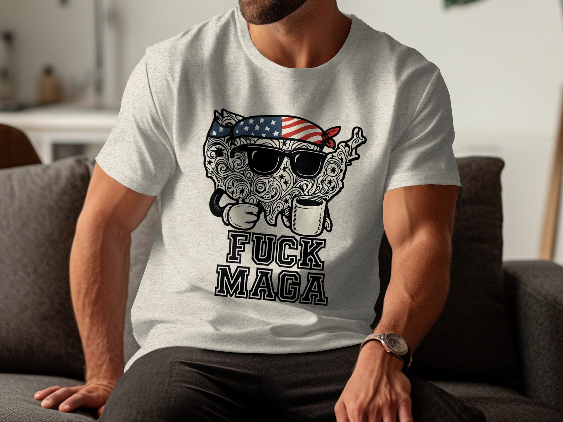 Fuck Maga American Flag Cat T-Shirt product type