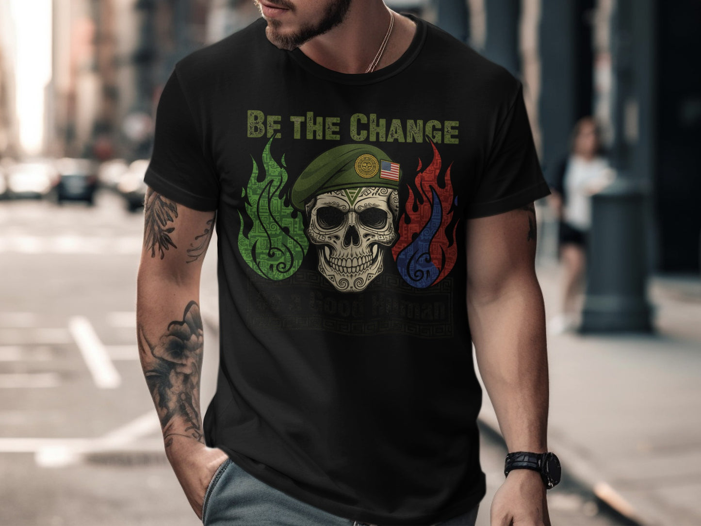 Be The Change Cool Skull Graphic T-shirt