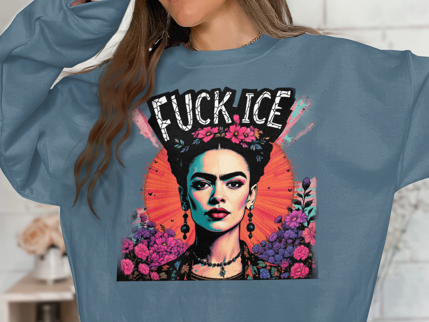 Vibrant Artistic Female Portrait Design Sweatshirt
