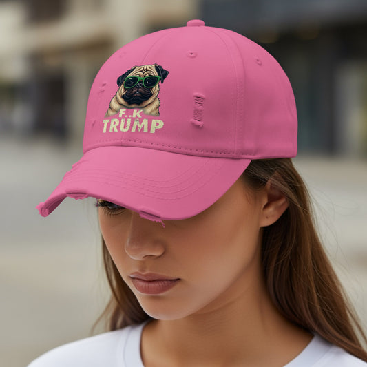 Pink Hat with Cute Pug and F K Trump Design Hat product