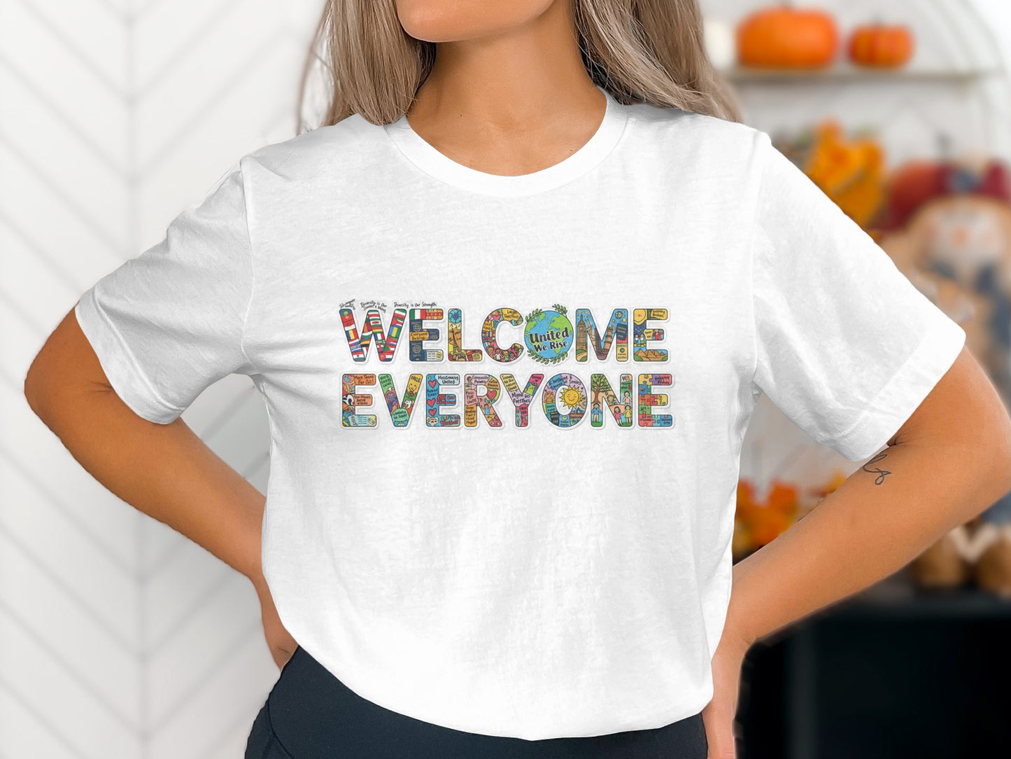 Welcome Everyone Letter Block Design T-Shirt