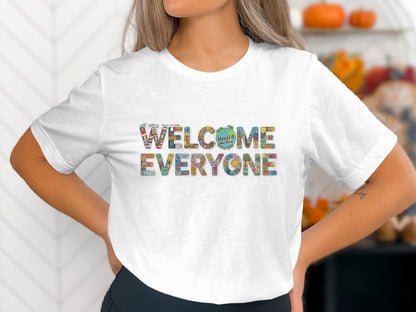 Welcome Everyone Letter Block Design T-Shirt
