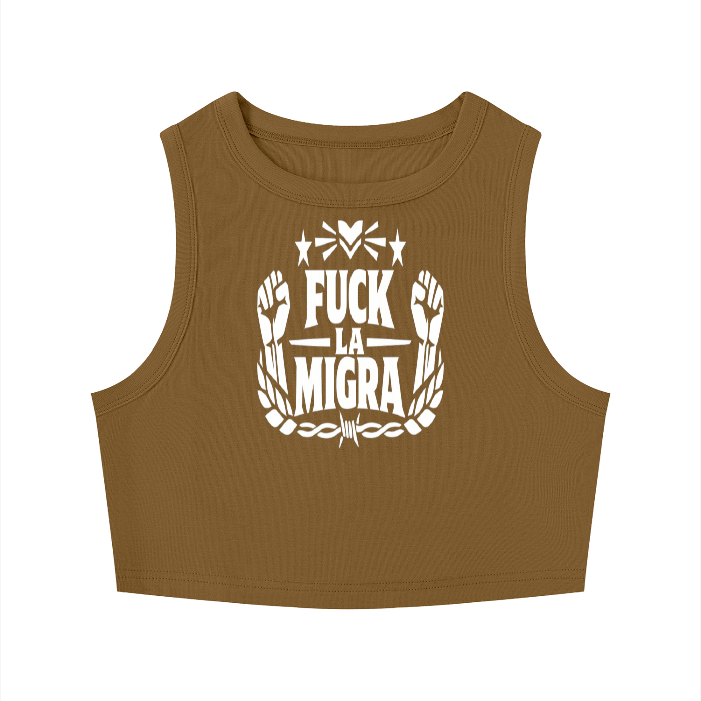 Fuck La Migra Women's Tight Crewneck Crop Tank Top
