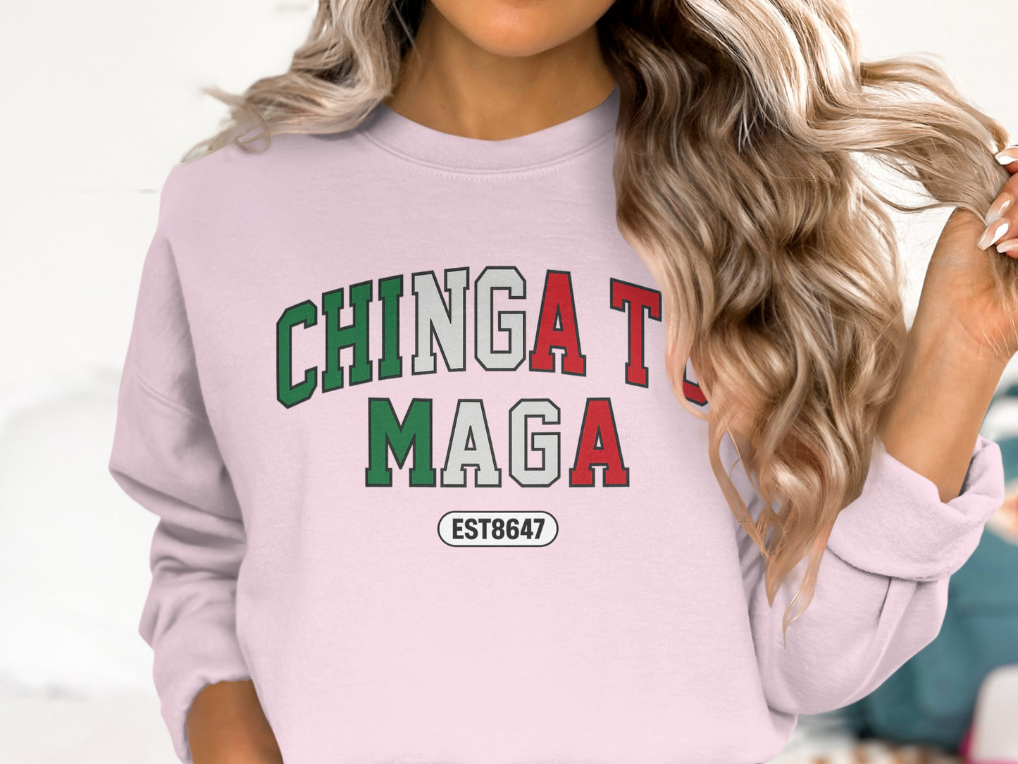 Chingato Maga EST8647 Graphic Text Comfortable Sweater