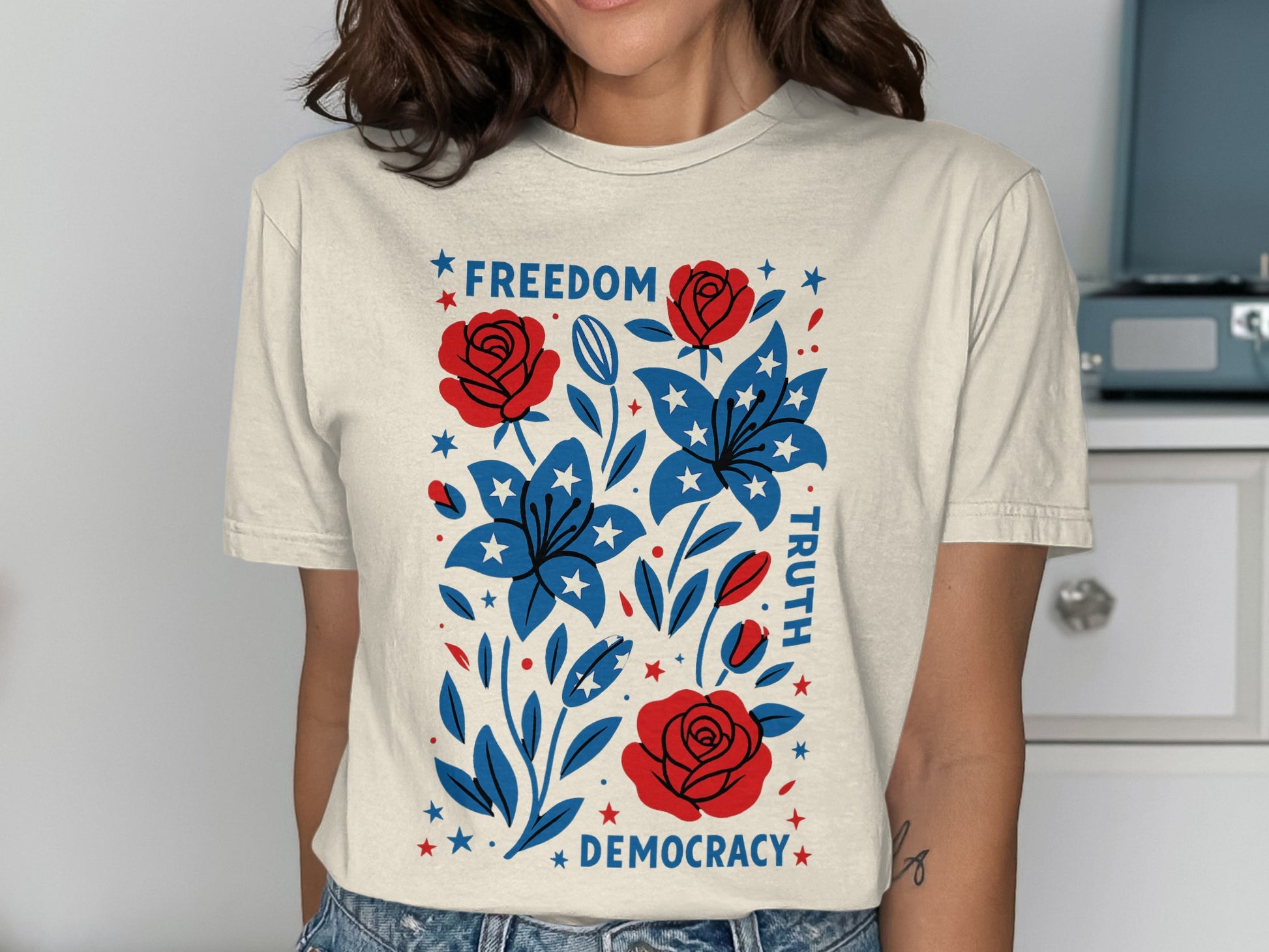 Freedom Truth Democracy Floral T-Shirt product type