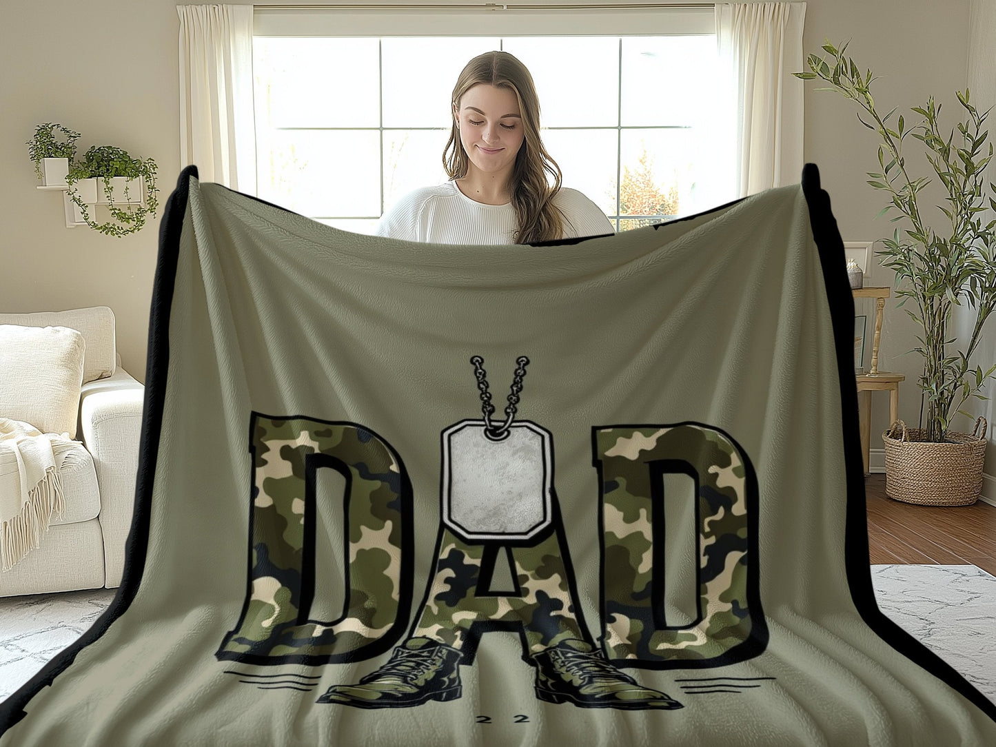 Camouflage Design Dad Blanket Warm Cozy Fleece Throw product type