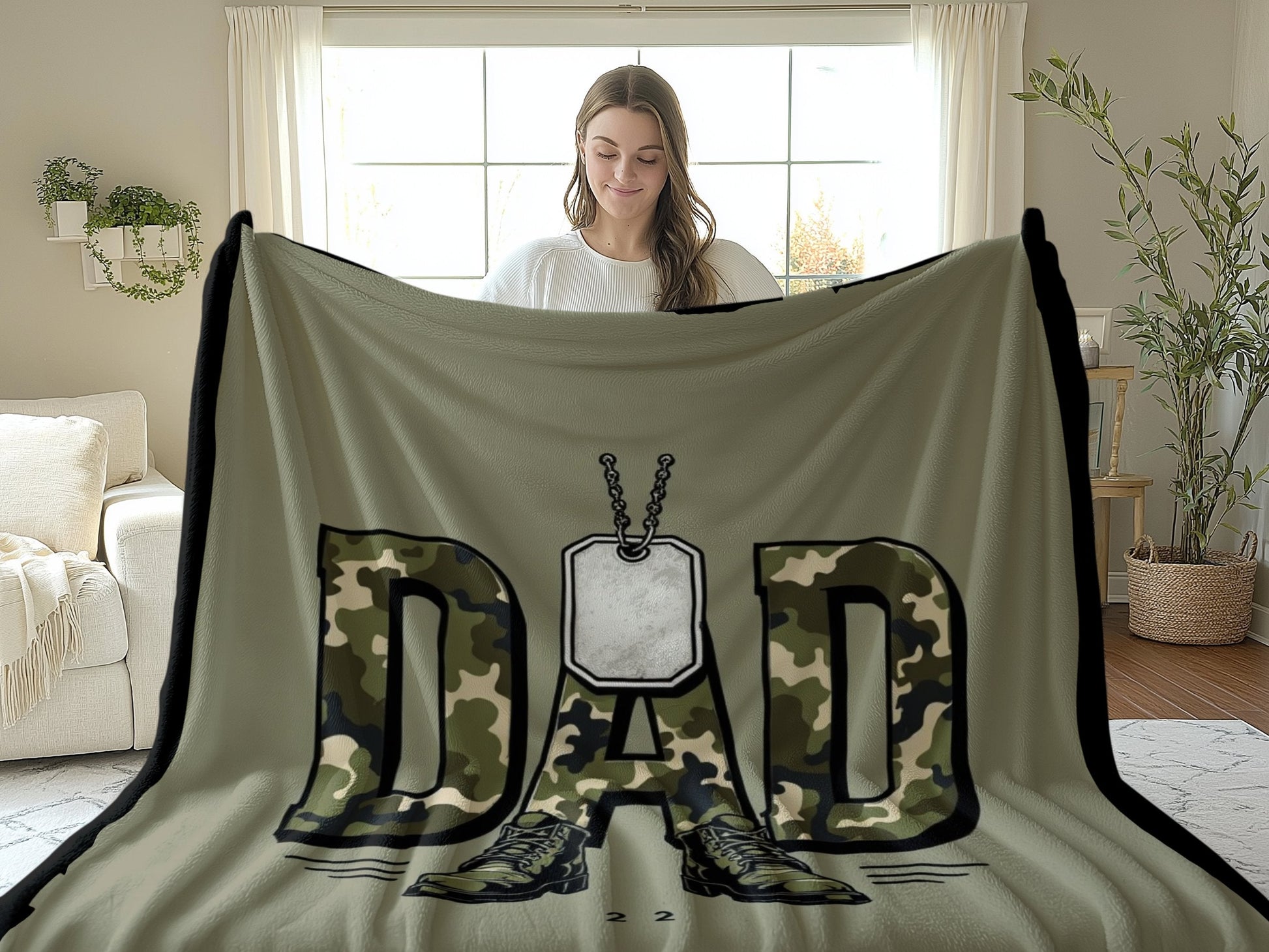 Camouflage Design Dad Blanket Warm Cozy Fleece Throw product type