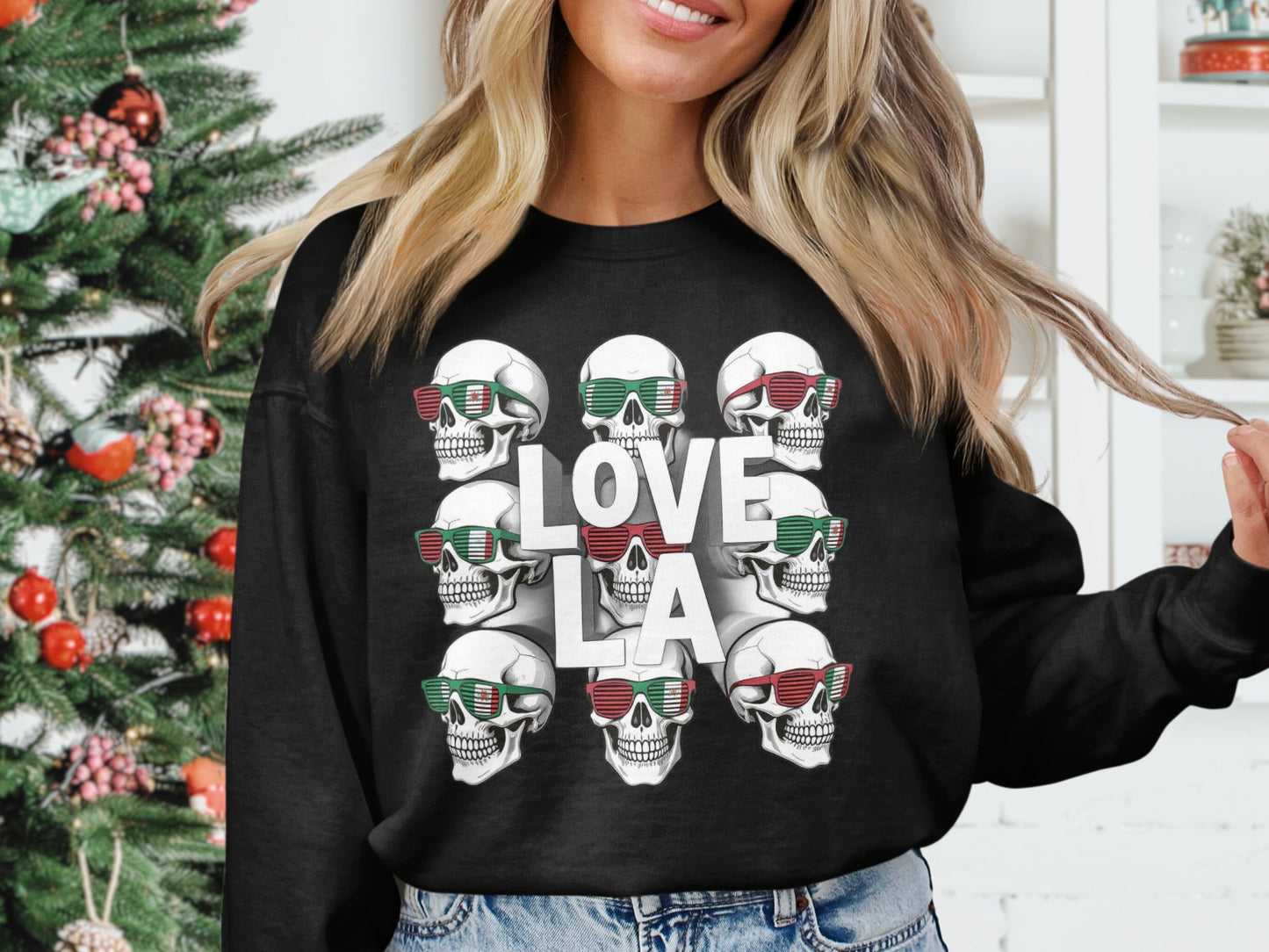 Love LA Skulls with Glasses Graphic Sweatshirt product
