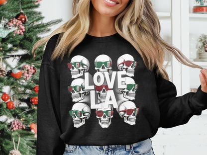 Love LA Skulls with Glasses Graphic Sweatshirt product