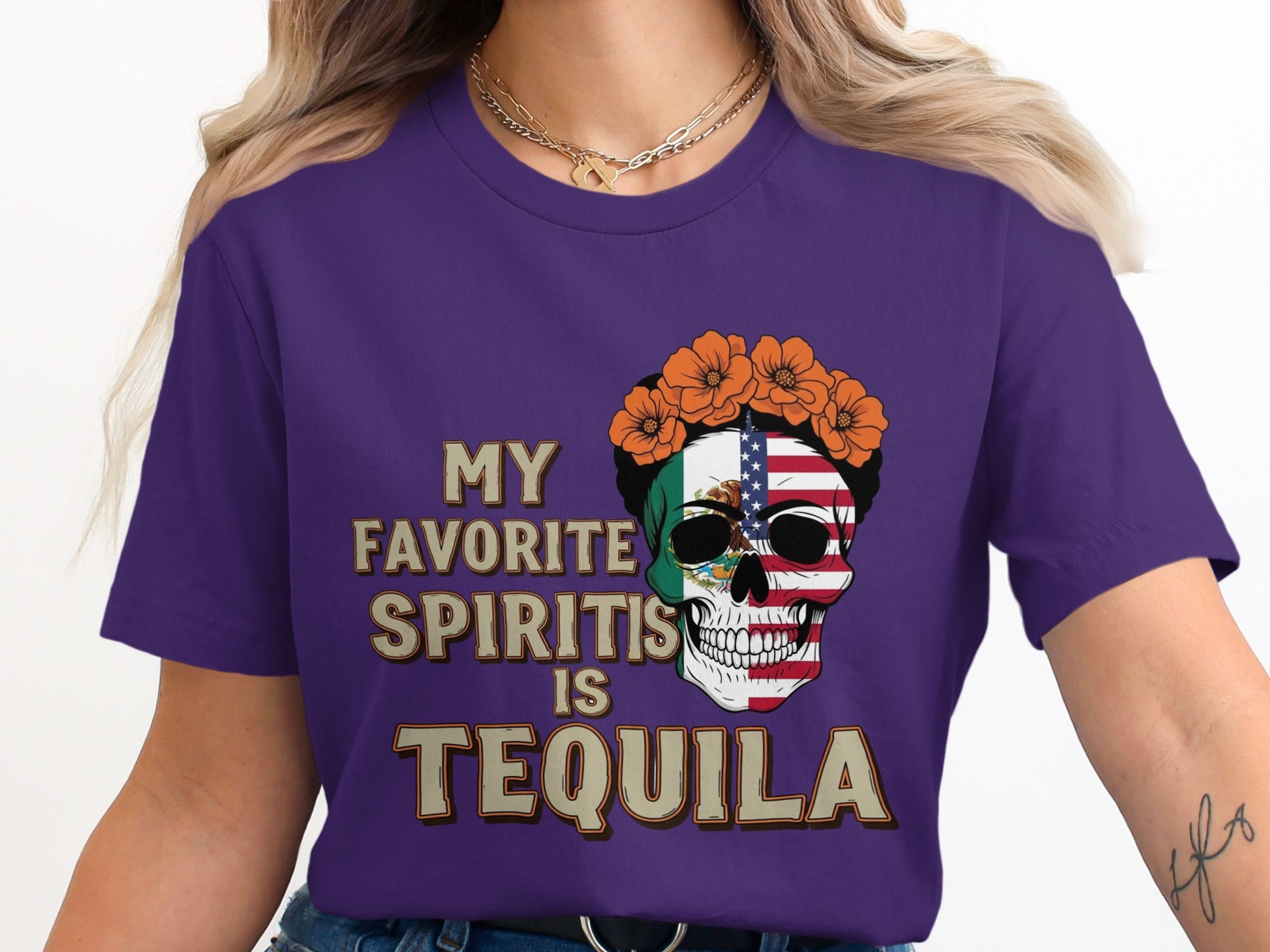 My Favorite Spirit Is Tequila Skull Graphic Shirt product