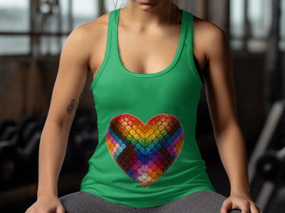 Vibrant Heart Design on Green Tank Top product type