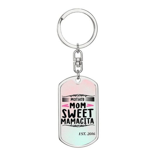Custom Personalized Gift For Mom, Dog Tag with Swivel Keychain USA Made