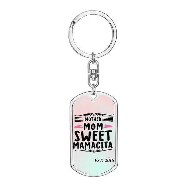 Custom Personalized Gift For Mom, Dog Tag with Swivel Keychain USA Made