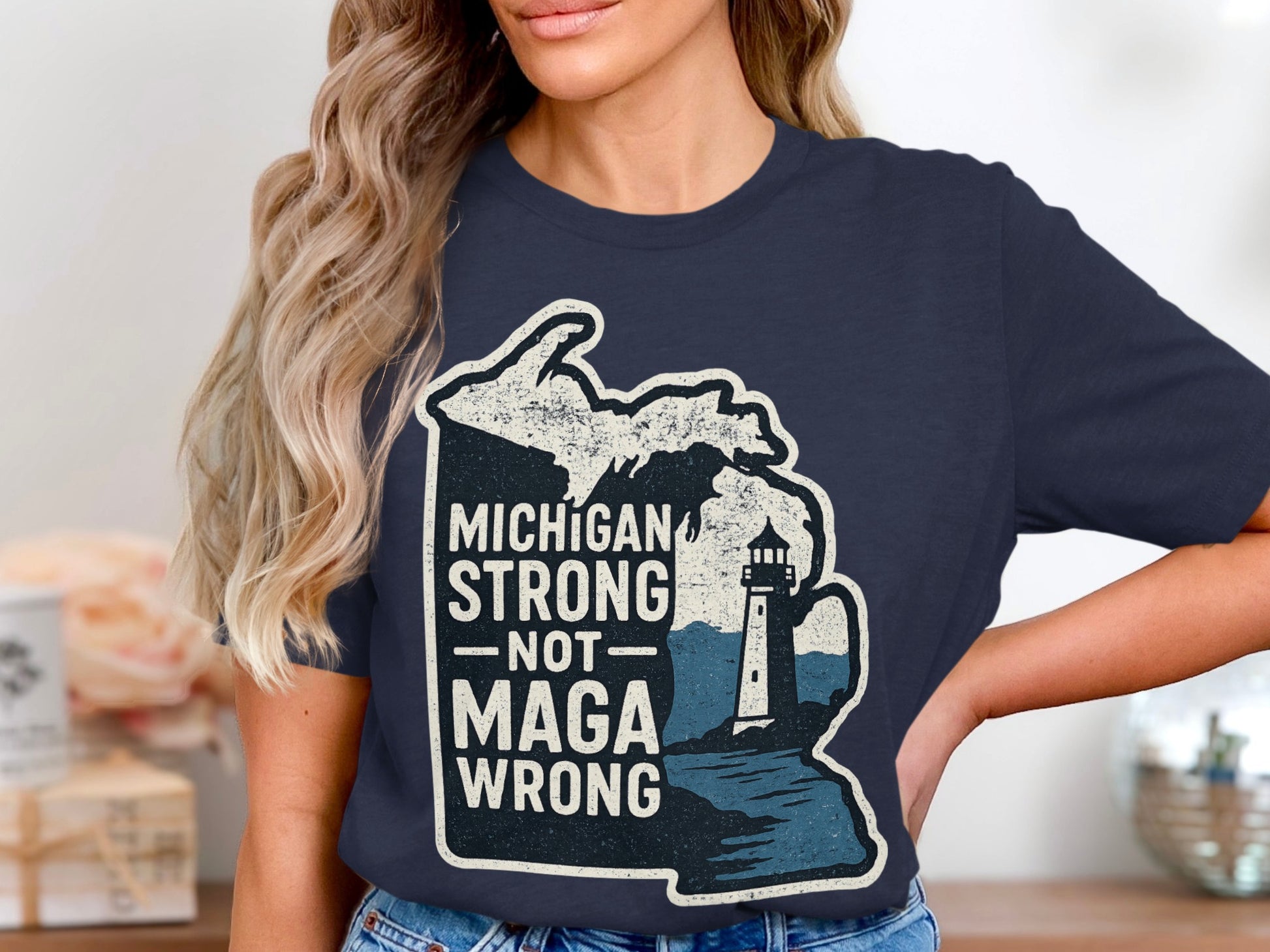 Michigan Strong Not Maga Wrong Graphic T-Shirt product