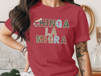 Festive Chinga La Migra Graphic Tee for Holiday