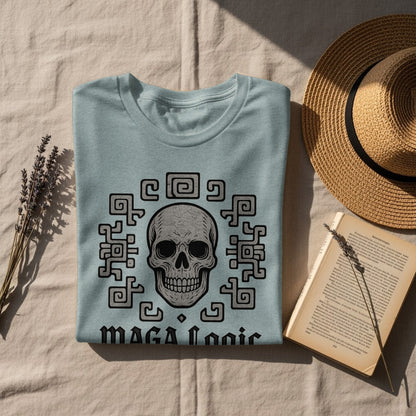 Maga Logic Skull and Geometric Design T-Shirt