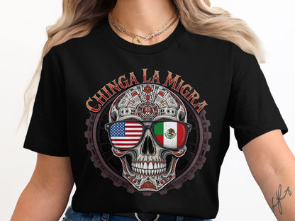 Chinga La Migra Skull Design Graphic T-Shirt product type