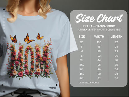 Floral Butterfly Design Unisex Jersey Short Sleeve Tee