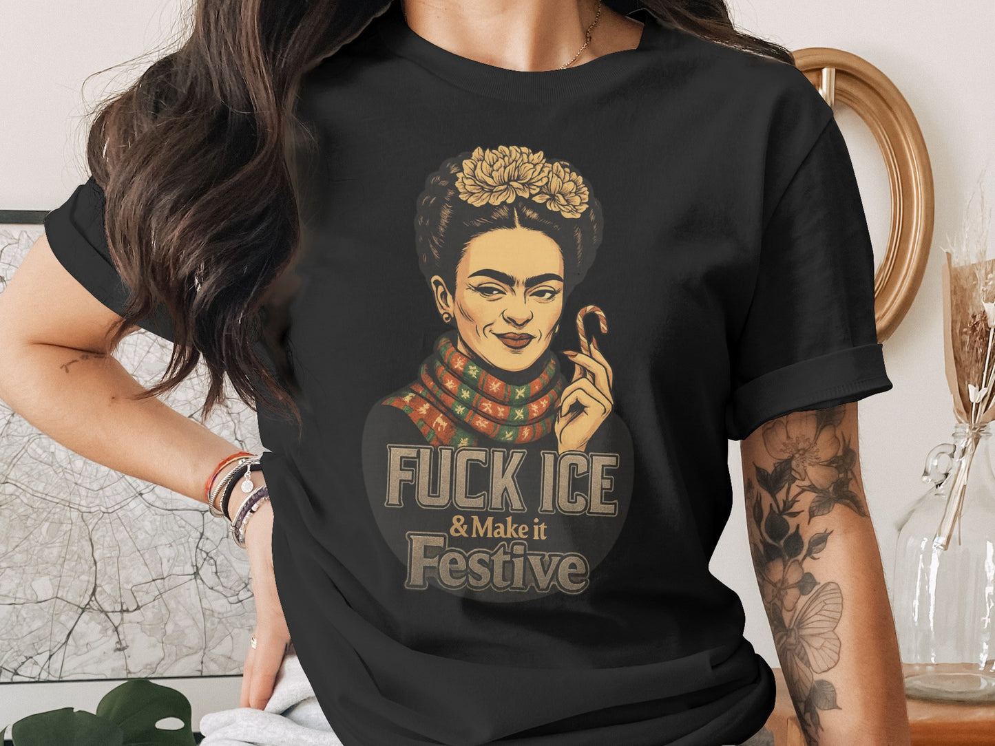 Frida Themed Festive Apparel with Bold Message