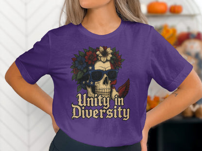 Unity in Diversity Skull with Flowers T-Shirt
