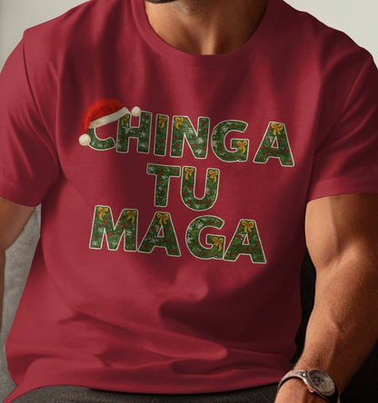 Chinga Tu Maga Red Santa Hat Graphic Tee