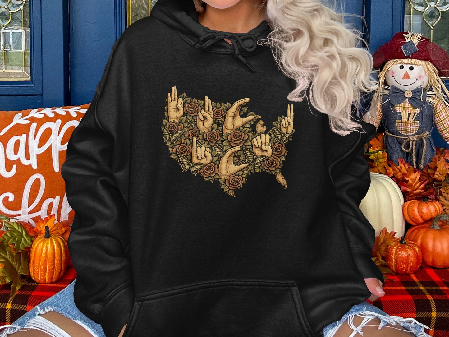 Sign Language USA Map Design Hoodie