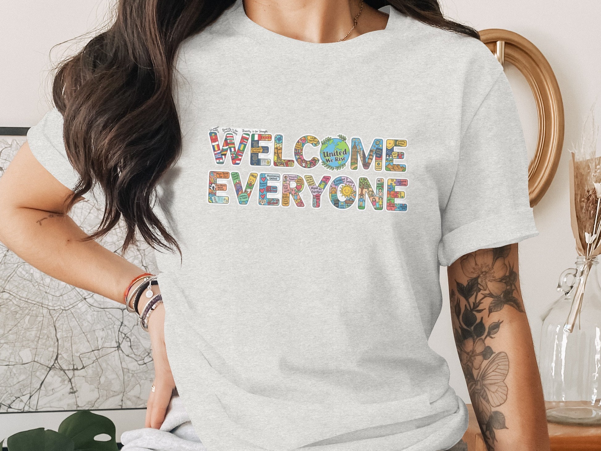 Colorful Welcome Everyone T-shirt for Positive Vibes